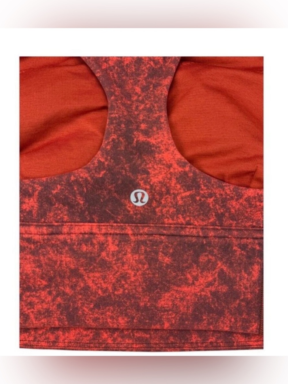 LULULEMON Wunder Train Longline Bra Size 8 Denim Wash Print Autumn Red Black - Picture 5 of 6